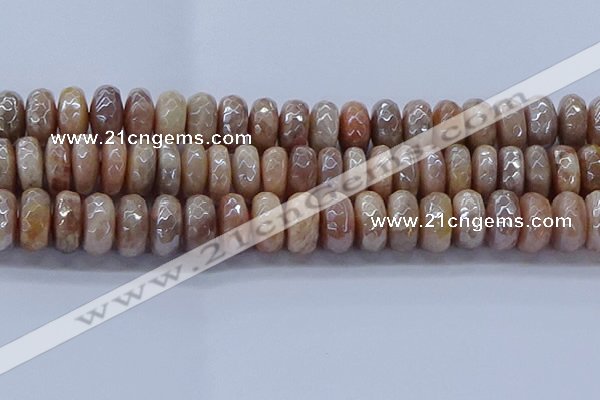 CMS1326 15.5 inches 8*16mm faceted rondelle AB-color moonstone beads