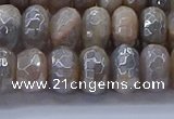 CMS1333 15.5 inches 6*10mm faceted rondelle AB-color grey moonstone beads