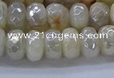 CMS1343 15.5 inches 6*10mm faceted rondelle AB-color white moonstone beads