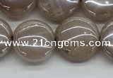 CMS1348 15.5 inches 12mm flat round AB-color moonstone beads