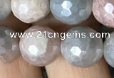 CMS1458 15.5 inches 10mm faceted round AB-color moonstone beads