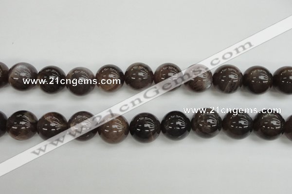 CMS147 15.5 inches 14mm round natural grey moonstone beads