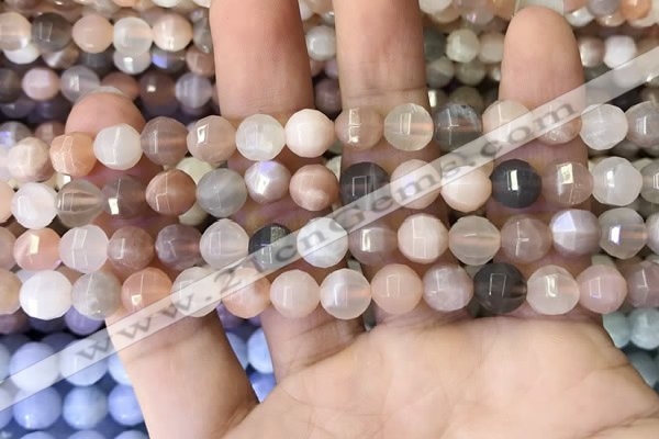 CMS1470 15.5 inches 6mm faceted round moonstone beads wholesale