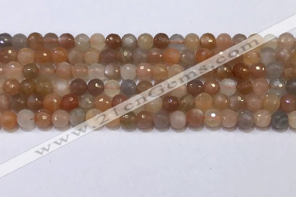 CMS1496 15.5 inches 6mmm faceted round rainbow moonstone beads