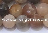 CMS1497 15.5 inches 8mmm faceted round rainbow moonstone beads