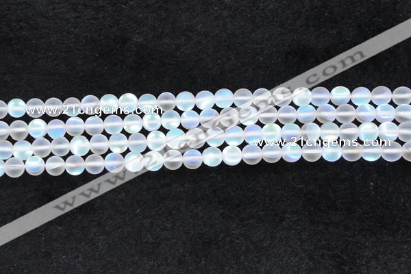 CMS1506 15.5 inches 6mm round matte synthetic moonstone beads