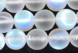 CMS1509 15.5 inches 12mm round matte synthetic moonstone beads