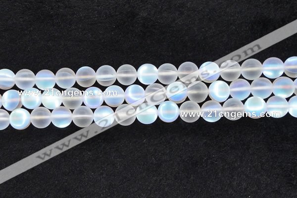 CMS1509 15.5 inches 12mm round matte synthetic moonstone beads