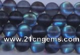 CMS1516 15.5 inches 6mm round matte synthetic moonstone beads