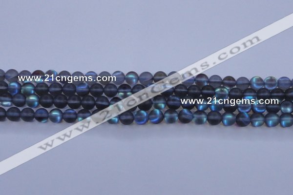 CMS1516 15.5 inches 6mm round matte synthetic moonstone beads