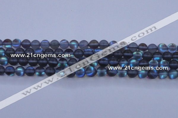 CMS1517 15.5 inches 8mm round matte synthetic moonstone beads