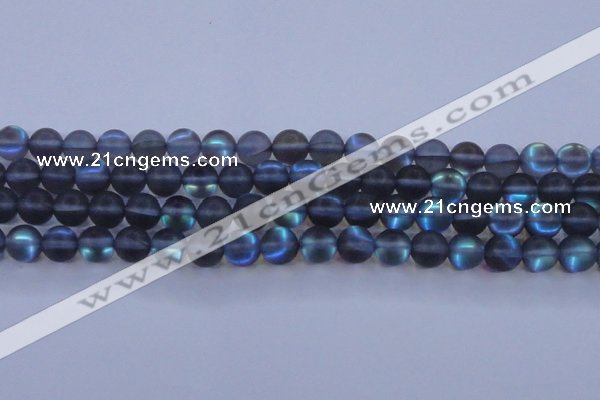 CMS1518 15.5 inches 10mm round matte synthetic moonstone beads