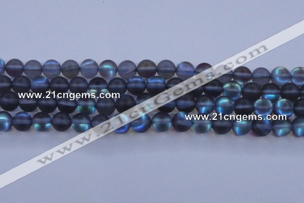 CMS1519 15.5 inches 12mm round matte synthetic moonstone beads