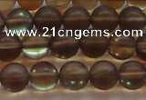 CMS1528 15.5 inches 10mm round matte synthetic moonstone beads
