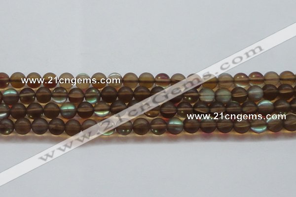 CMS1529 15.5 inches 12mm round matte synthetic moonstone beads