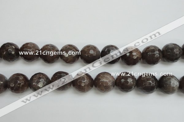 CMS155 15.5 inches 16mm faceted round natural grey moonstone beads