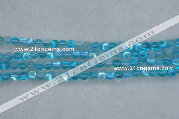 CMS1556 15.5 inches 6mm round matte synthetic moonstone beads