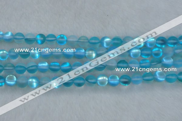 CMS1558 15.5 inches 10mm round matte synthetic moonstone beads