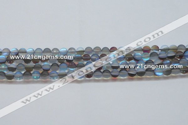 CMS1566 15.5 inches 6mm round matte synthetic moonstone beads