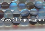 CMS1567 15.5 inches 8mm round matte synthetic moonstone beads