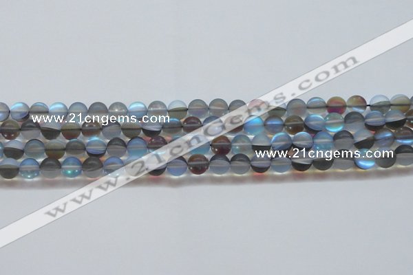 CMS1567 15.5 inches 8mm round matte synthetic moonstone beads