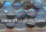 CMS1569 15.5 inches 12mm round matte synthetic moonstone beads