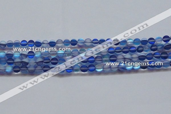 CMS1586 15.5 inches 6mm round matte synthetic moonstone beads