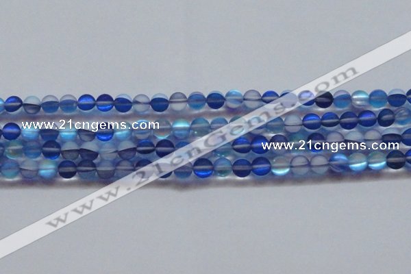 CMS1587 15.5 inches 8mm round matte synthetic moonstone beads