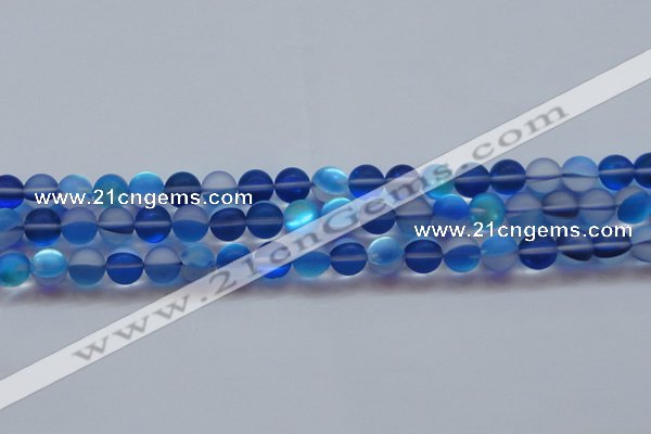 CMS1588 15.5 inches 10mm round matte synthetic moonstone beads