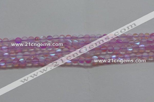 CMS1596 15.5 inches 6mm round matte synthetic moonstone beads