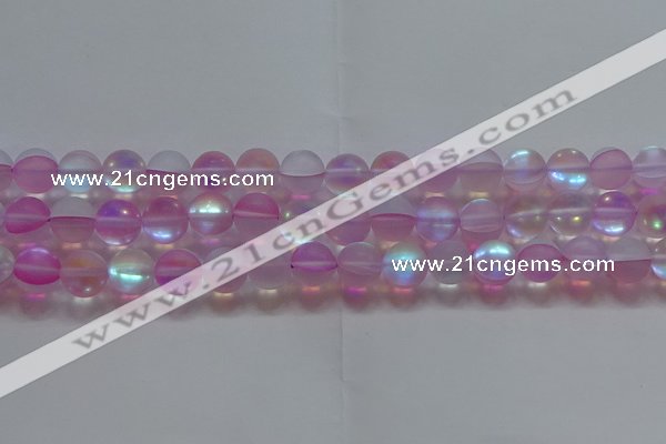 CMS1598 15.5 inches 10mm round matte synthetic moonstone beads