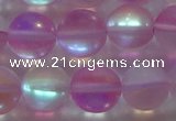 CMS1599 15.5 inches 12mm round matte synthetic moonstone beads