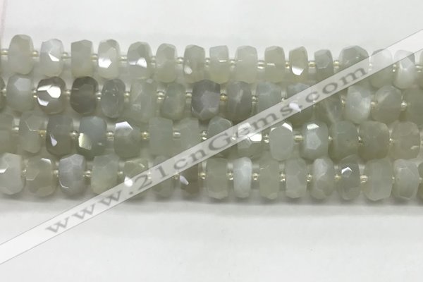 CMS1656 15.5 inches 6*10mm - 8*11mm faceted tyre moonstone beads