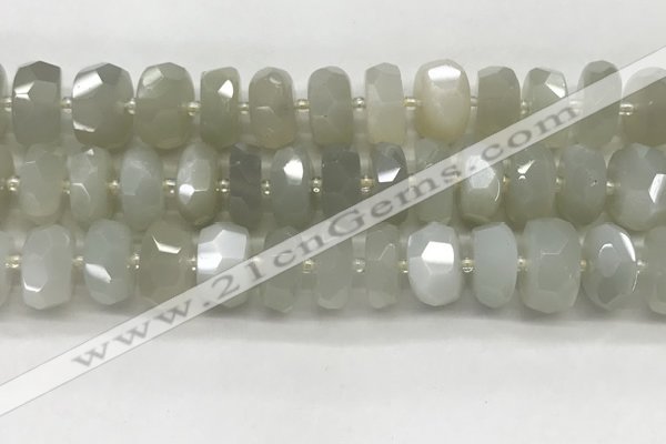 CMS1658 15.5 inches 6*13mm - 8*14mm faceted tyre moonstone beads