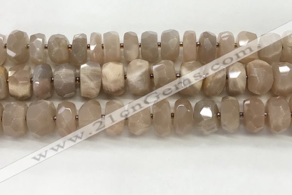 CMS1665 15.5 inches 6*12mm - 8*13mm faceted tyre moonstone beads