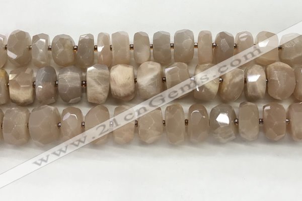 CMS1666 15.5 inches 6*13mm - 8*14mm faceted tyre moonstone beads