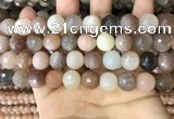 CMS1695 15.5 inches 12mm faceted round rainbow moonstone beads