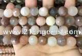 CMS1696 15.5 inches 14mm faceted round rainbow moonstone beads