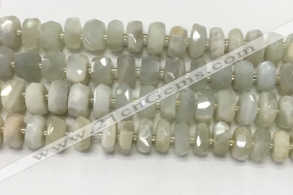 CMS1768 15.5 inches 6*10mm - 8*11mm faceted tyre moonstone beads