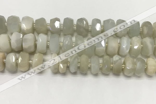 CMS1769 15.5 inches 6*12mm - 8*13mm faceted tyre moonstone beads