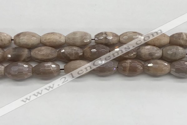 CMS1777 15.5 inches 11*18mm faceted rice AB-color moonstone beads