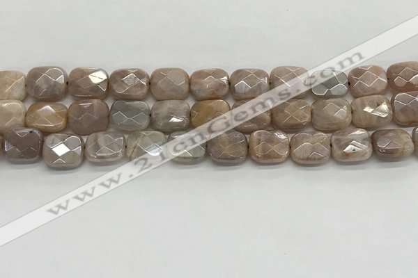 CMS1782 15.5 inches 10*12mm faceted rectangle AB-color moonstone beads