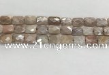 CMS1783 15.5 inches 10*14mm faceted rectangle AB-color moonstone beads