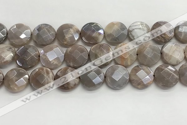 CMS1793 15.5 inches 18mm faceted coin AB-color moonstone beads