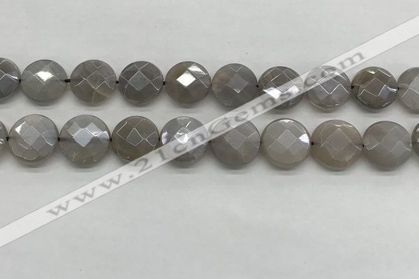 CMS1820 15.5 inches 16mm faceted coin AB-color moonstone beads