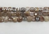 CMS1829 15.5 inches 12*12mm faceted square AB-color moonstone beads