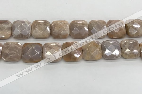 CMS1833 15.5 inches 20*20mm faceted square AB-color moonstone beads