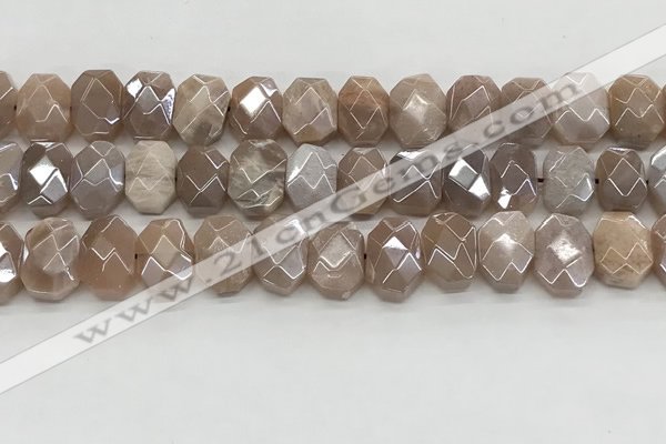 CMS1838 10*12mm - 12*16mm faceted freeform AB-color moonstone beads