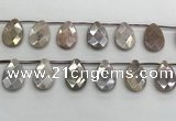 CMS1840 18*25mm faceted flat teardrop AB-color moonstone beads