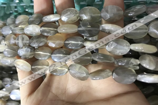 CMS1850 15.5 inches 8*12mm faceted oval grey moonstone beads